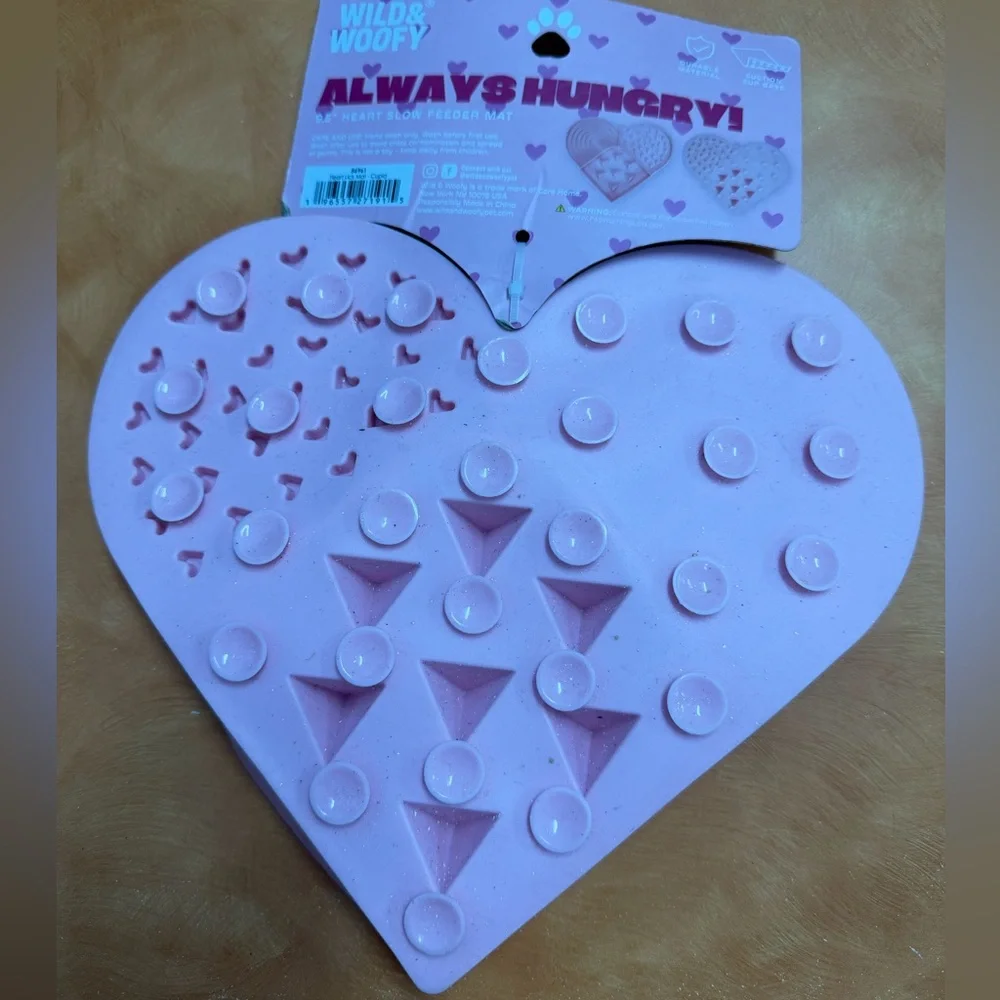 Heart-Shaped Pink Dog Lick Mat